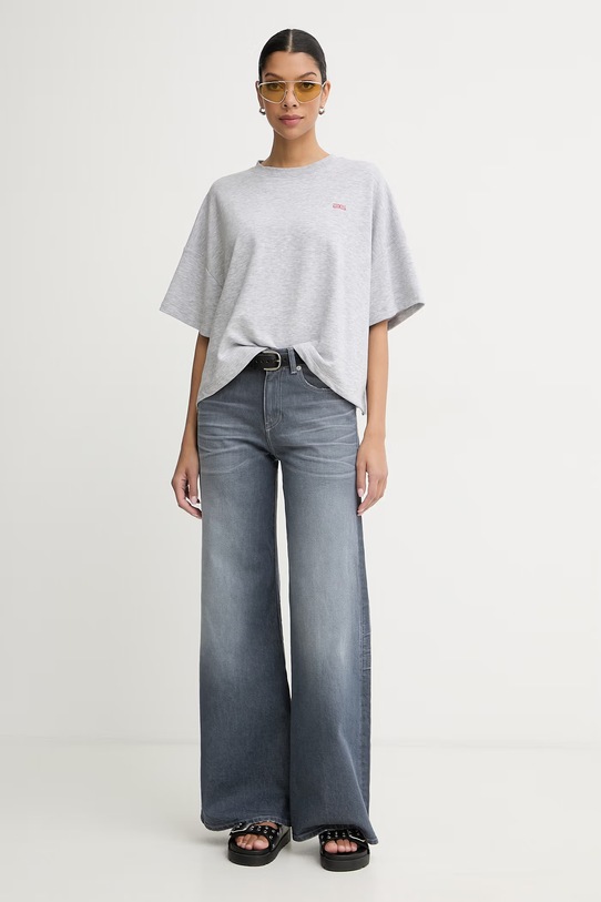 Gestuz crop top damski z bawełny 10911090 szary SS26