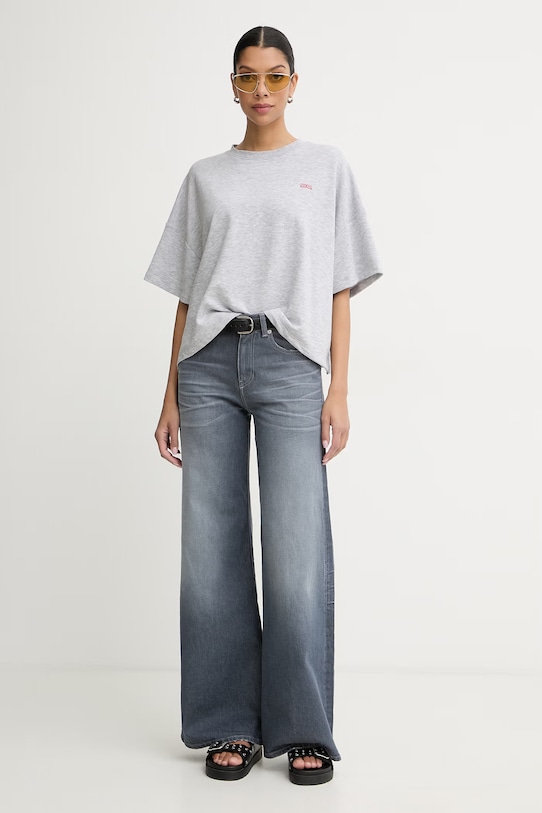 Gestuz crop top damski z bawełny 10911090 szary SS26