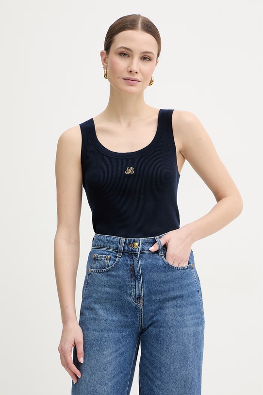 Bavlněný top Luisa Spagnoli Cucirino slim námořnická modř 100317