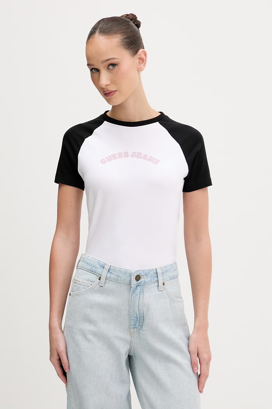 Guess Jeans majica ženska pamukova bijela W6GIB0.J1314