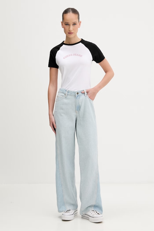 Guess Jeans majica ženska pamukova W6GIB0.J1314 bijela SS26