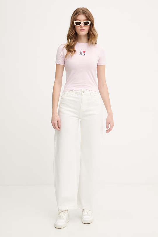 Guess Jeans t-shirt damski z bawełną W6GIB1.J1314 różowy SS26