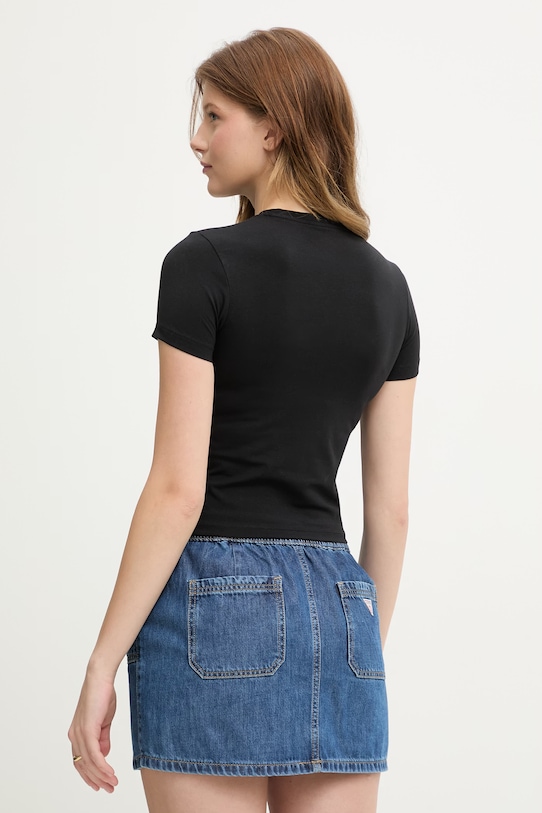 Odzież Guess Jeans t-shirt damski z bawełną W6GIB1.J1314 czarny