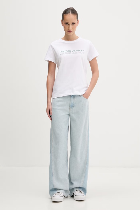 Guess Jeans ženské bavlněné W6GIC5.K8HM0 bílá SS26