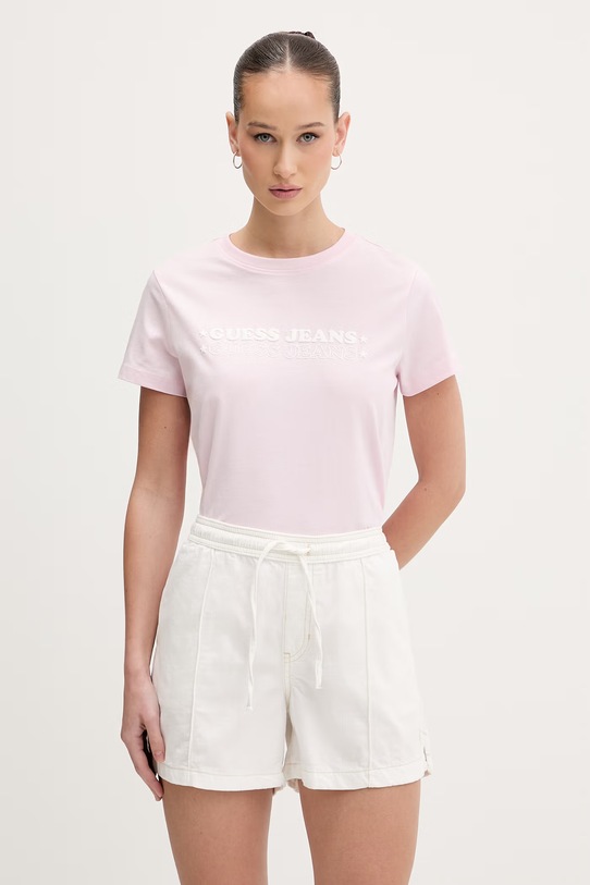 Guess Jeans T-shirt γυναικείο βαμβακερό ροζ W6GIC5.K8HM0