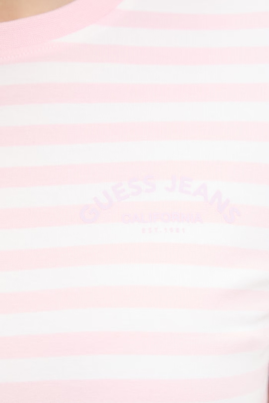 Guess Jeans T-shirt basic damski z bawełną W6GI05.KCIE1 różowy