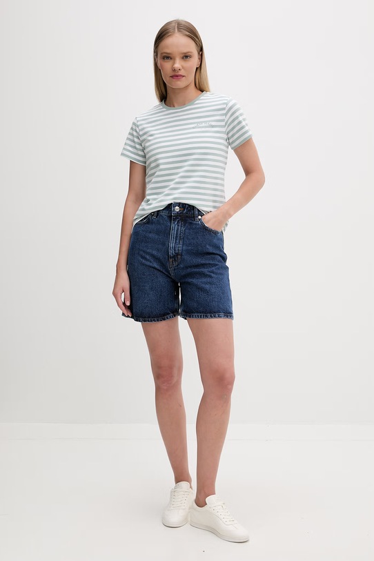 Guess Jeans t-shirt basic damski z bawełną W6GI05.KCIE1 zielony SS26