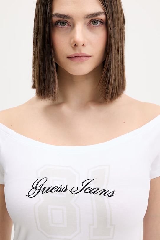 Guess Jeans tričko dámské bavlněné s elastanem bílá W6GI07.J1314