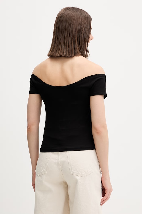 Oblečení Guess Jeans tričko dámské bavlněné s elastanem W6GI07.J1314 černá