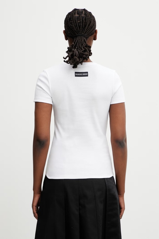 Odzież Marine Serre Moon Logo T-shirt damski bawełniany WTT012ACJER0008 biały