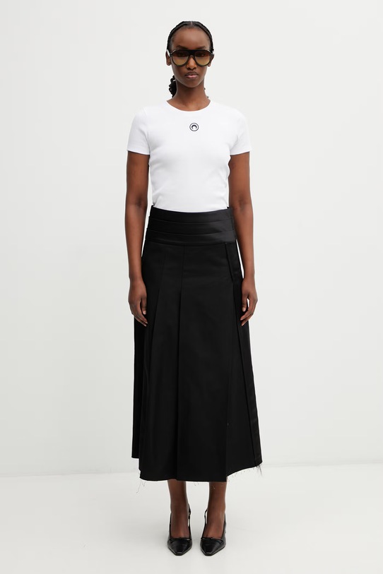 Marine Serre Moon Logo T-shirt damski bawełniany WTT012ACJER0008 biały