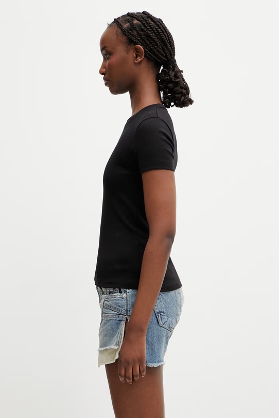 Marine Serre Moon Logo T-shirt bawełniany damski WTT012ACJER0008 czarny SS26