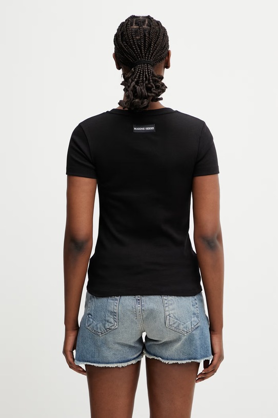 Odzież Marine Serre Moon Logo T-shirt bawełniany damski WTT012ACJER0008 czarny