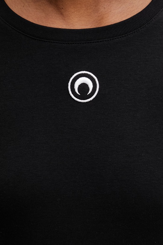 Marine Serre Moon Logo T-shirt bawełniany damski czarny WTT012ACJER0008