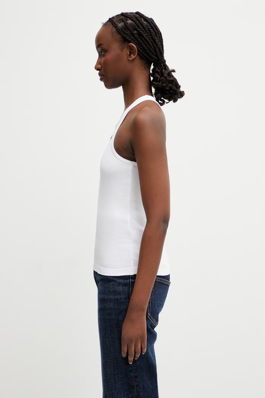 Marine Serre Moon Logo top z bawełną damski WTT014ACJER0011 biały SS26