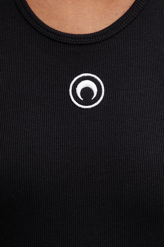 Marine Serre Moon Logo top z bawełną damski czarny WTT014ACJER0011