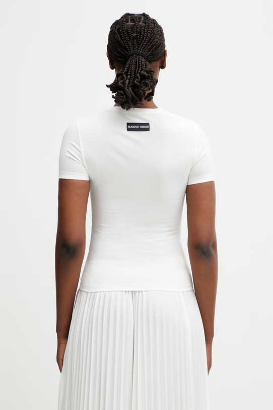 Odzież Marine Serre Pearl Logo T-shirt damski bawełniany z elastanem WTT012ACJER0115 biały