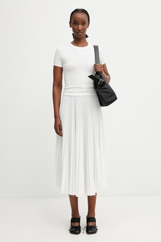 Marine Serre Pearl Logo T-shirt damski bawełniany z elastanem WTT012ACJER0115 biały