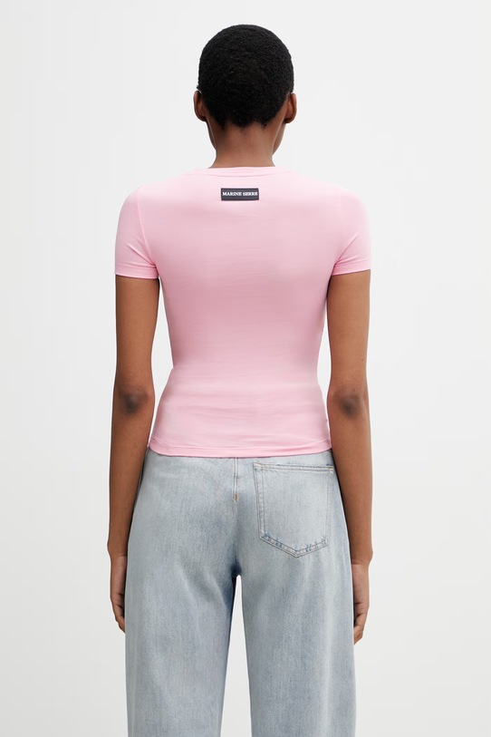 Ρούχα Marine Serre Pearl Logo t-shirt βαμβακερό με ελαστάνη Γυναικείο WTT012ACJER0115 ροζ
