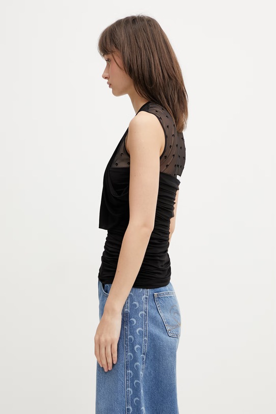 Marine Serre bluzka damska z wiskozy gładka WTO468ACJER0022 czarny SS26