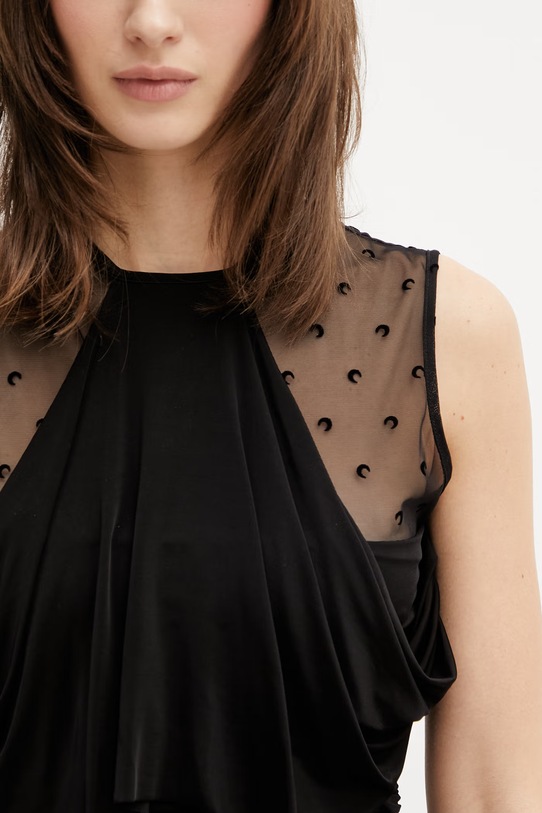 Marine Serre bluzka damska z wiskozy gładka czarny WTO468ACJER0022