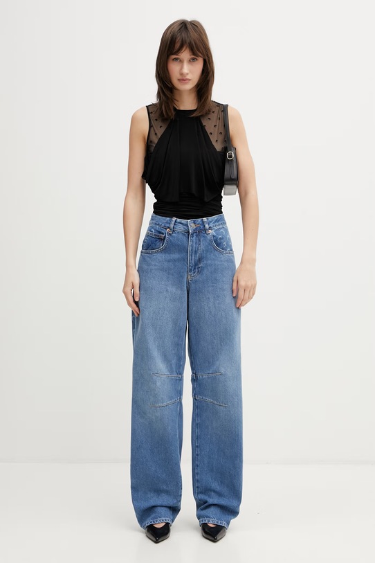 Marine Serre bluzka damska z wiskozy gładka WTO468ACJER0022 czarny