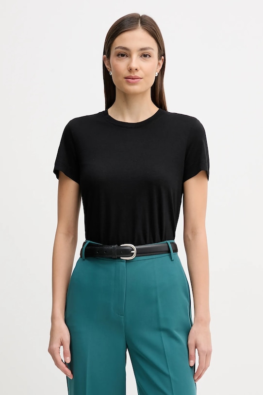 Sisley t-shirt regular czarny 3TNHL108D