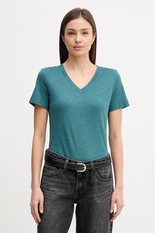 Sisley t-shirt regular turkusowy 3TNHL108E