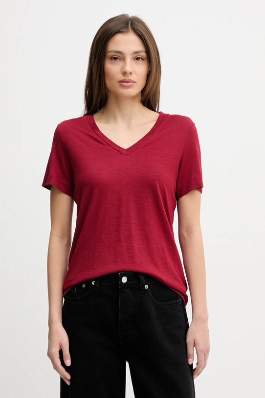 Sisley t-shirt regular bordowy 3TNHL108E