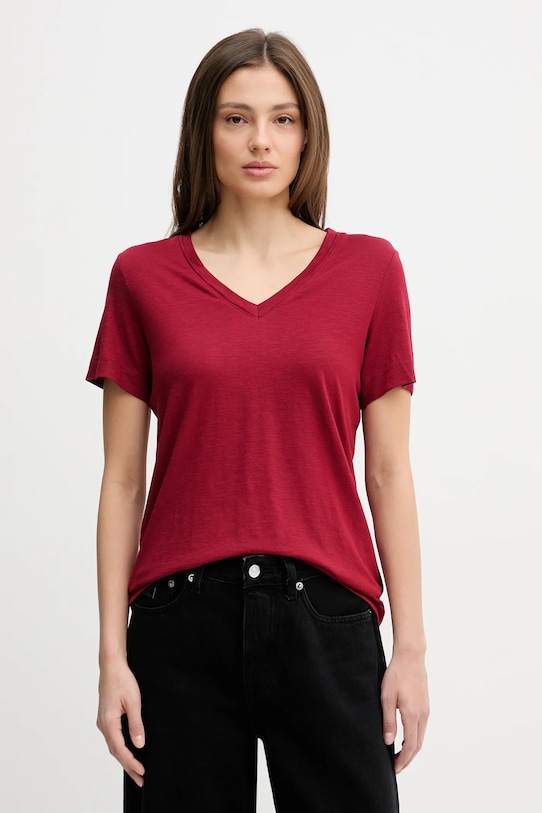 Sisley t-shirt regular bordowy 3TNHL108E