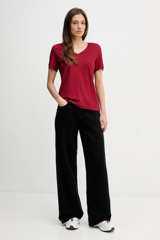 Sisley t-shirt 3TNHL108E bordowy SS26