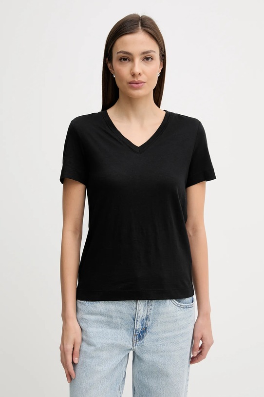 Sisley t-shirt regular czarny 3TNHL108E