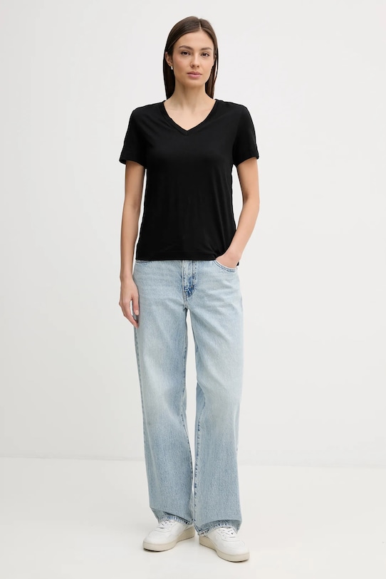 Sisley t-shirt 3TNHL108E czarny SS26