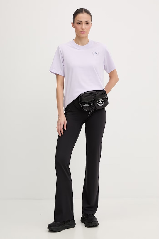 adidas by Stella McCartney t-shirt treningowy damski z bawełną JZ0689 fioletowy SS26