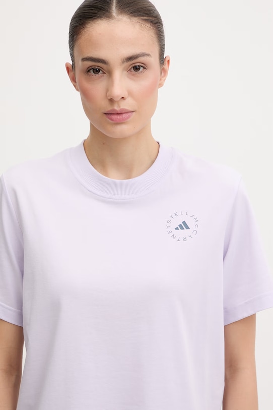 adidas by Stella McCartney t-shirt treningowy damski z bawełną fioletowy JZ0689
