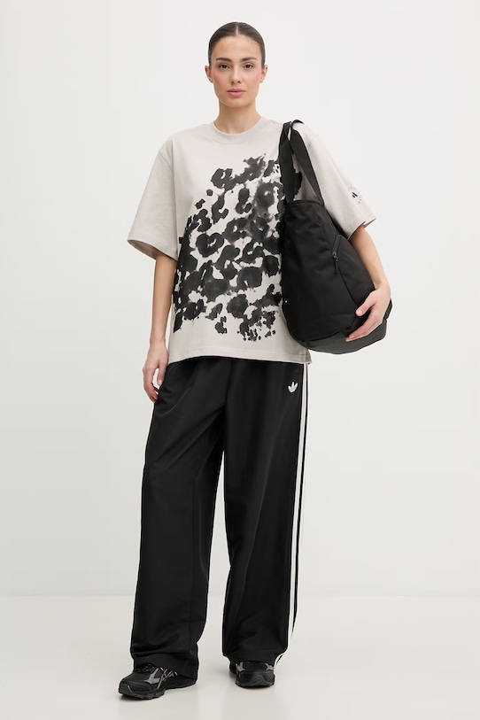 adidas by Stella McCartney t-shirt damski bawełniany beżowy JZ0699