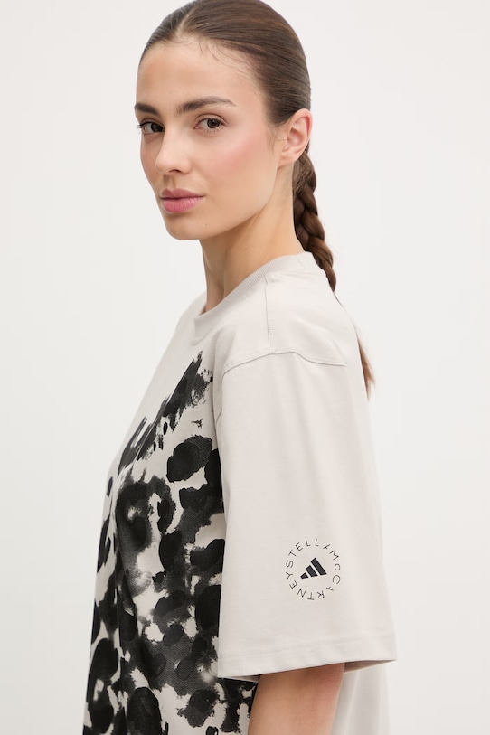 adidas by Stella McCartney t-shirt damski bawełniany beżowy JZ0699