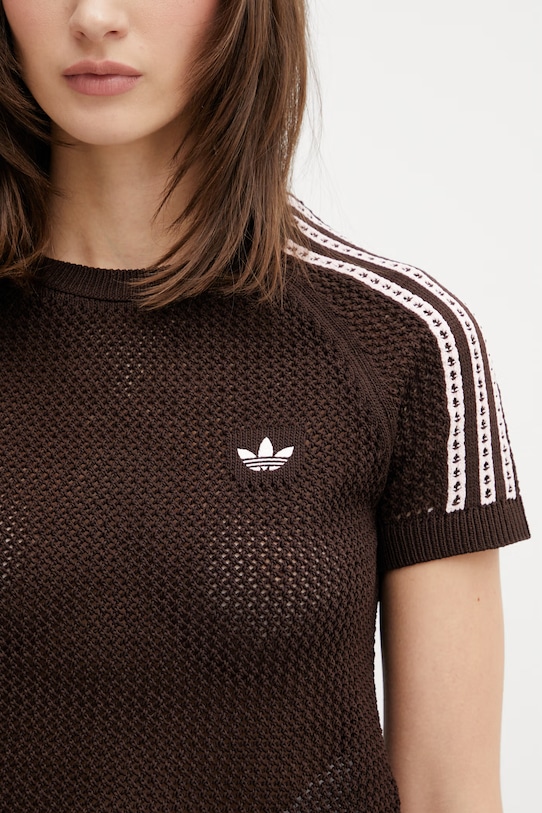 adidas Originals T-shirt ażurowy damski brązowy KC6480