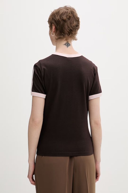 Odzież adidas Originals t-shirt damski bawełniany z elastanem KC9017 brązowy