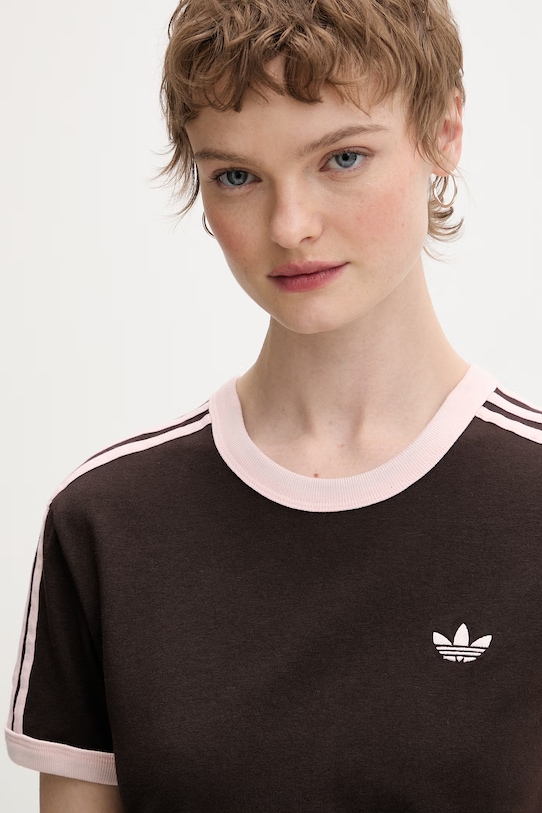 adidas Originals t-shirt damski bawełniany z elastanem brązowy KC9017