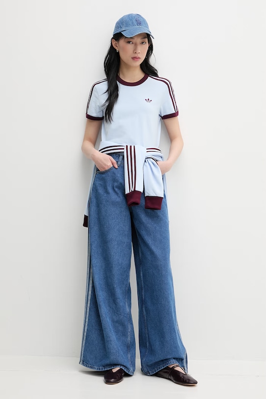 adidas Originals T-shirt damski z bawełną KD3684 niebieski SS26