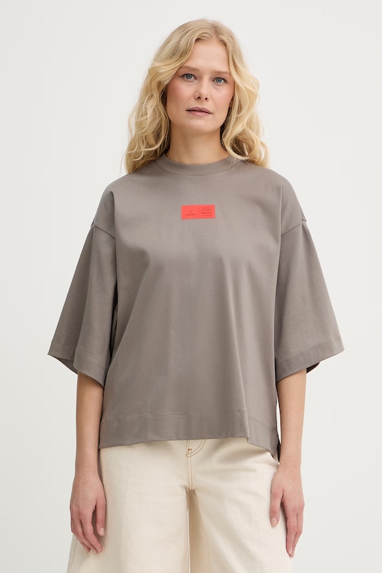 adidas t-shirt damski bawełniany x Audi brązowy KE6770