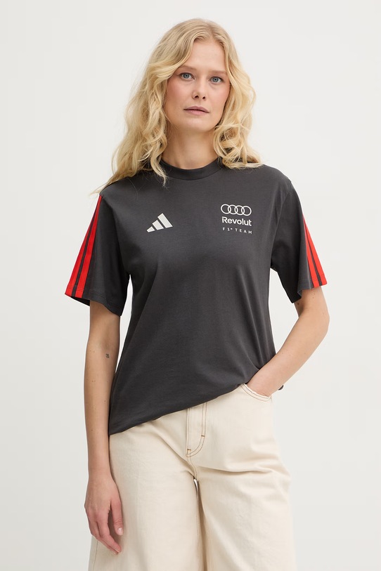 adidas t-shirt damski bawełniany x Audi szary KF9081