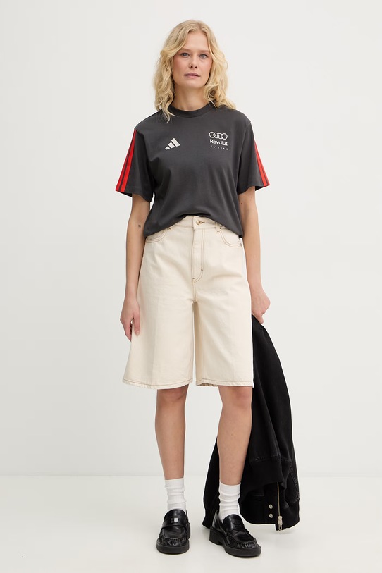 adidas t-shirt damski bawełniany x Audi KF9081 szary SS26