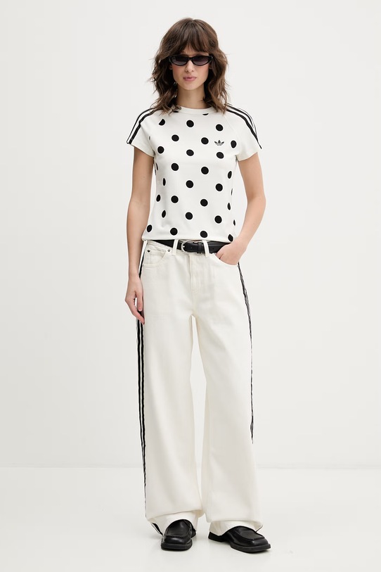 adidas Originals T-shirt damski bawełniany z elastanem KV1193 beżowy SS26