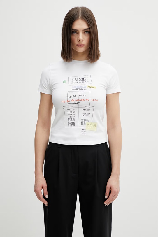 MM6 Maison Margiela t-shirt okrągły biały S52GC0360.M20185.100