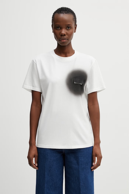 MM6 Maison Margiela t-shirt bawełniany nadruk biały S52GC0364.M20048