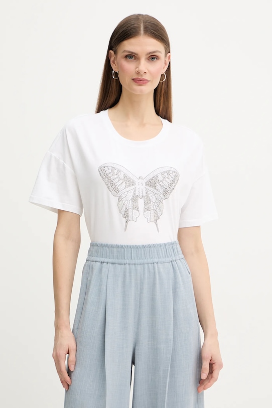 Fracomina t-shirt aplikacja beżowy FR26ST3046J401N5