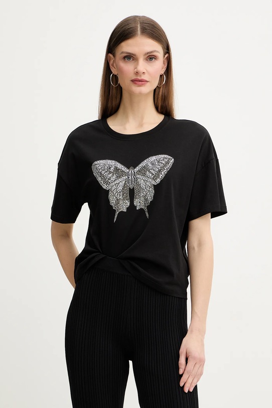 Fracomina t-shirt aplikacja czarny FR26ST3046J401N5