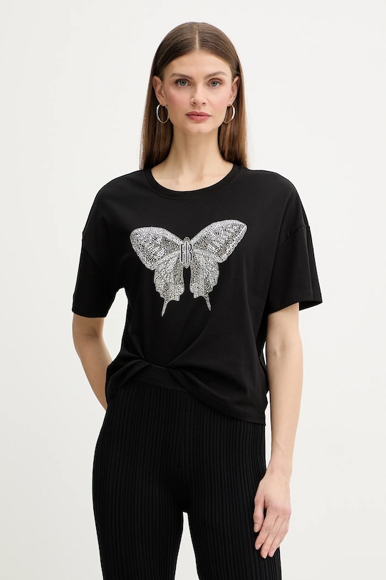 Fracomina t-shirt aplikacja czarny FR26ST3046J401N5